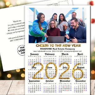 2025 Calendar Festive Gold Glitzer Corporate Foto Feiertagspostkarte
