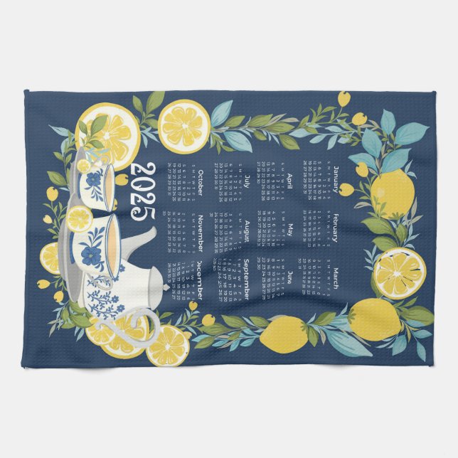 2025 Calendar Lemon Garden Geschirrtuch (Horizontal)