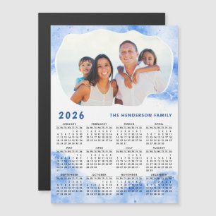 2025 Calendar Magnet Foto-Familie Name Blau Weiß