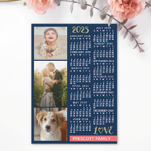 2025 Calendar Navy Koral Gold Foto Collage Magnet