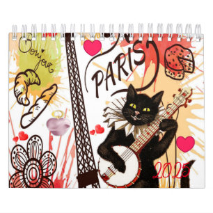 2025 Calendar Paris Frankreich Katze Kitten Kalender
