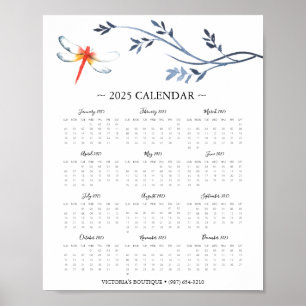 2025 Calendar Red Dragonfly Business Promo Poster