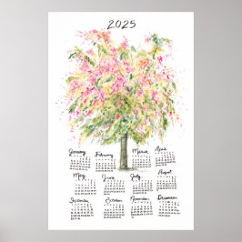 2025 Calendar Tall Aquarellbrunnendusche Poster