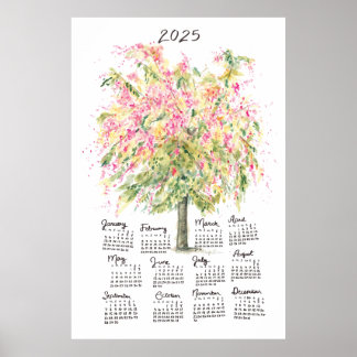 2025 Calendar Tall Aquarellbrunnendusche Poster