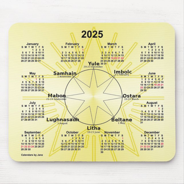 2025 Celtic Wheel of the Year Calendar von Janz Mousepad (Vorne)
