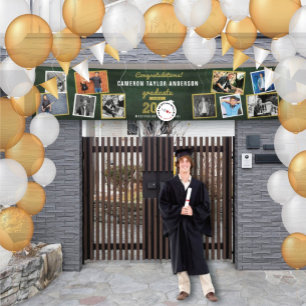 2025 Chalkboard Sketch 10 Foto Graduation Party Banner