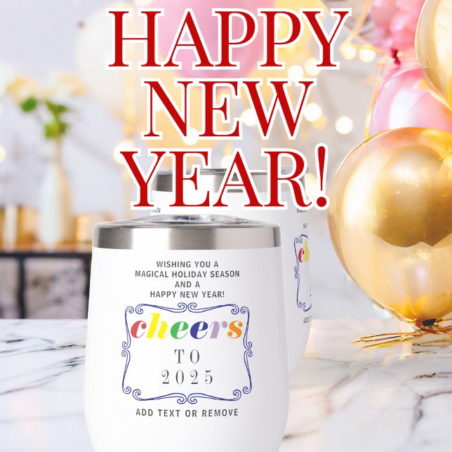 2025 Cheers Modern Retro Holiday Happy New Year (2025 Cheers Modern Retro Holiday Happy New Year Thermal Wine Tumbler Weddings Bachelorette Party)