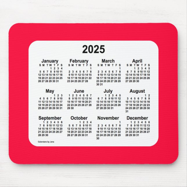 2025 Cherry Red Calendar von Janz Mouse Pad Mousepad (Vorne)