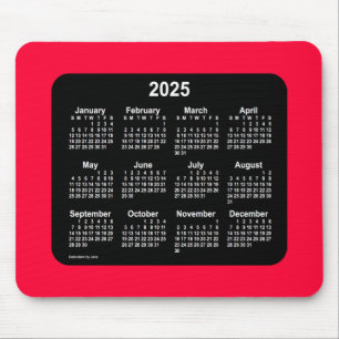 2025 Cherry Red Neon Calendar von Janz Mouse Pad Mousepad