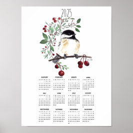 2025 Chickadee Berry Branch Poster-Kalender Poster