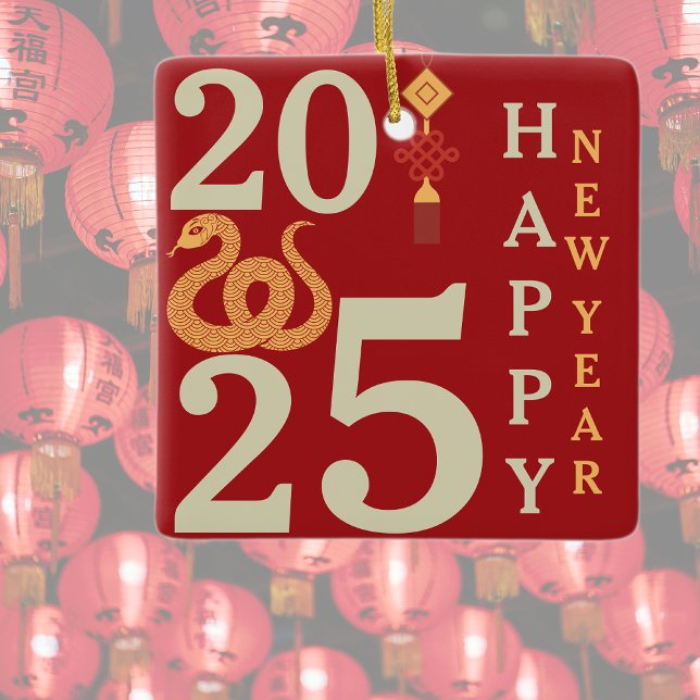 2025 Chinesisches Neujahr der Schlange Roter Famil Keramikornament (Von Creator hochgeladen)