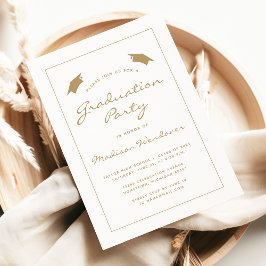 2025 Classic Gold White Border Graduation Party Einladung