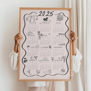 2025 Coquette Rosa Kalender Poster