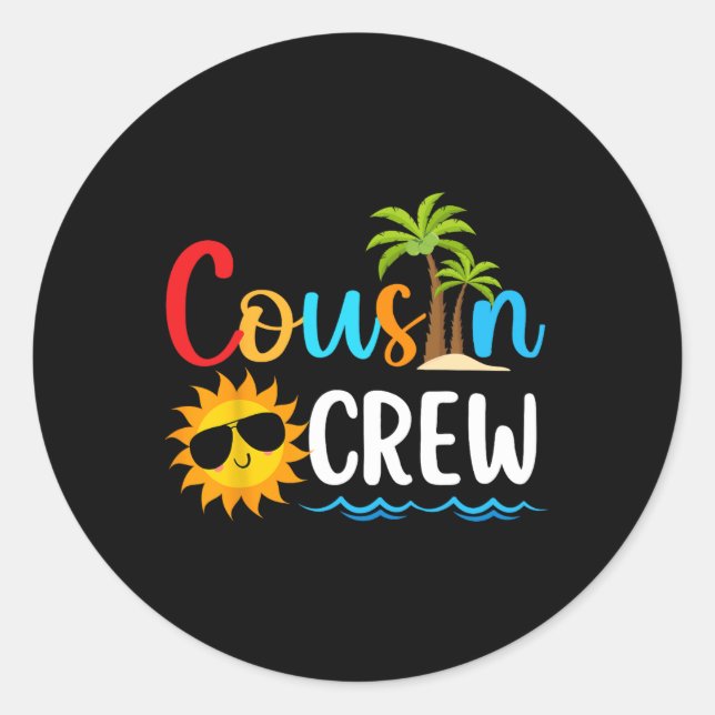2025 Cousin Crew Sommerferien Beach Familienausflu Runder Aufkleber (Vorderseite)
