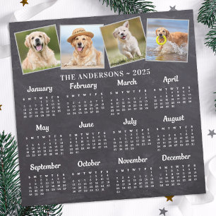 2025 Custom 4 Foto Rustic Chalkboard Kalender Magnetkarte