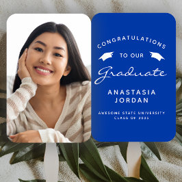 2025 Custom Foto Blue White Abschluss Fächer