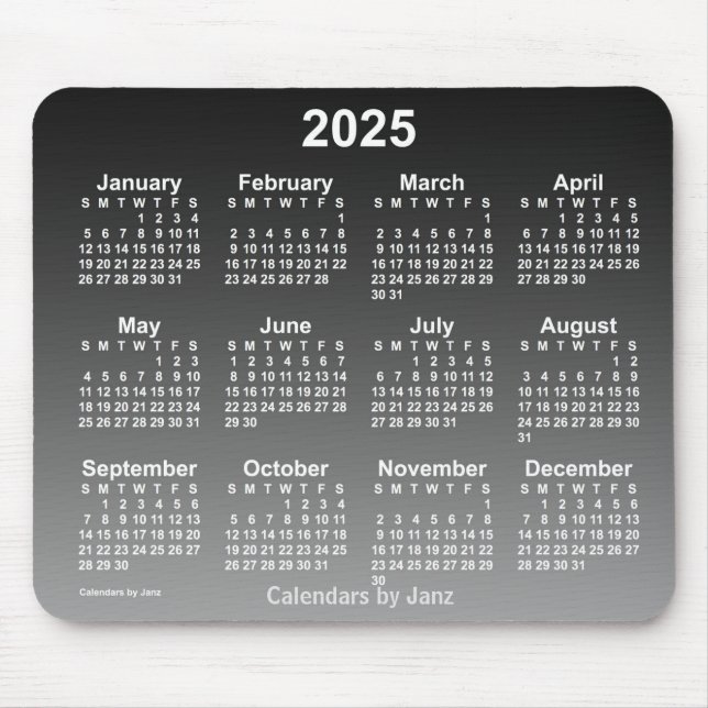 2025 Der verblichene Schwarze Kalender von Janz Mo Mousepad (Vorne)