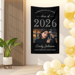 2025 Elegant Black Gray Custom Abschluss Banner