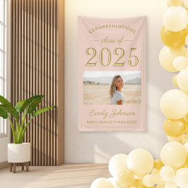2025 Elegant Blush Gold Custom Foto Abschluss Banner