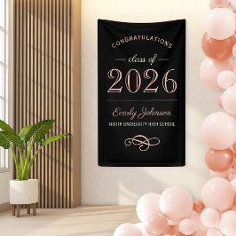 2025 Elegante Rose Gold Black Custom Abschluss Banner