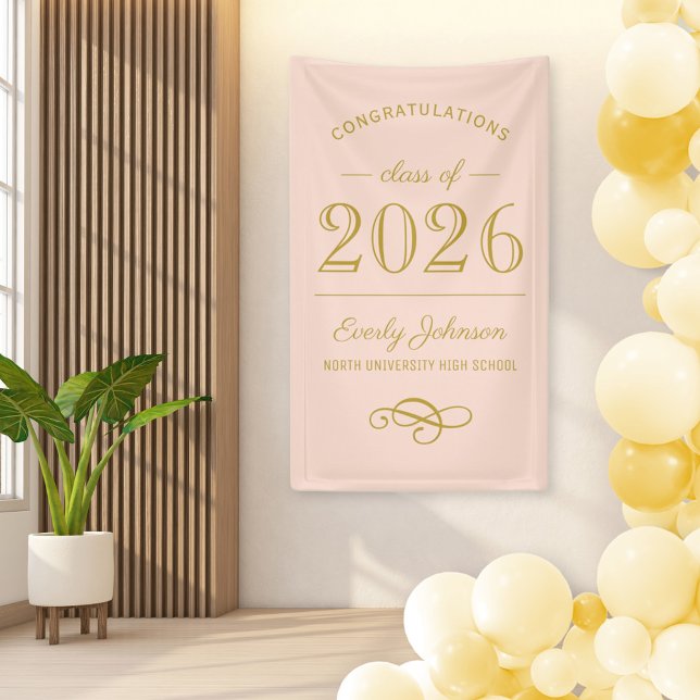 2025 Eleganter Blush und Gold Custom Abschluss Banner (Von Creator hochgeladen)