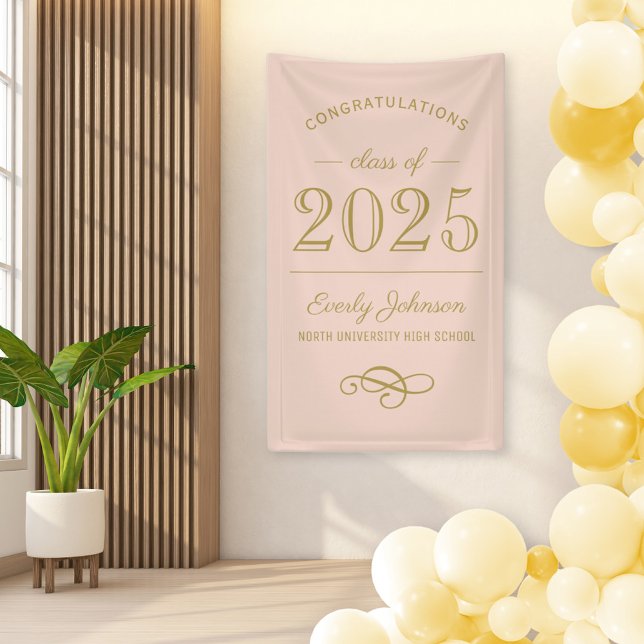 2025 Eleganter Blush und Gold Custom Abschluss Banner (Von Creator hochgeladen)