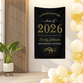 2025 Eleganter Gold Black Custom Abschluss Banner