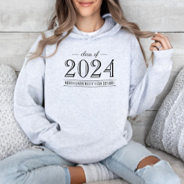 2025 Eleganter Schwarz-Weiß-Abschluss Hoodie