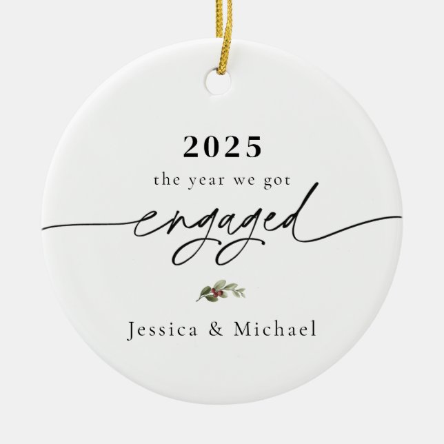 2025 Engaged Ornament | Modern Photo Keepsake (Vorne)