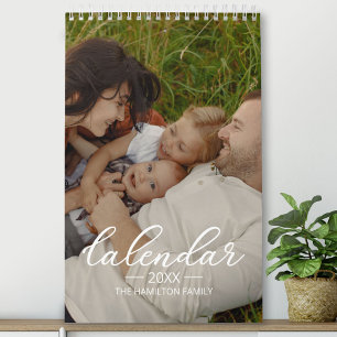 2025 Familien-Personalisierter Foto-Chic-Script-Ka Kalender