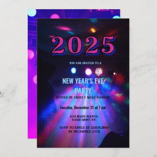 2025 Farbenfrohe Disco Ball Silvester Party Einladung