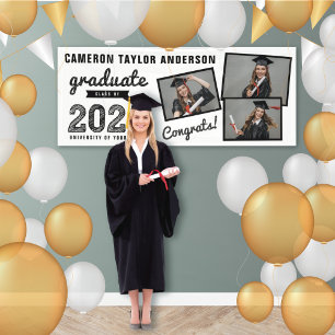 2025 Fett Sketch 3 Foto Collage Graduation Party Banner
