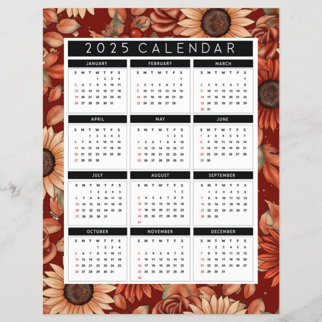 2025 Flyer-Kalender für Sonnenblumen - Jahr auf ei Flyer (Vorne)