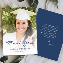 2025 Foto Classic Modern Navy Blue White Dankeskarte