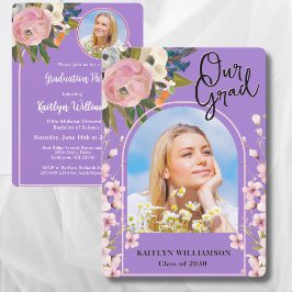 2025 Foto Graduation Party für Aquarellfarben Pink Einladung