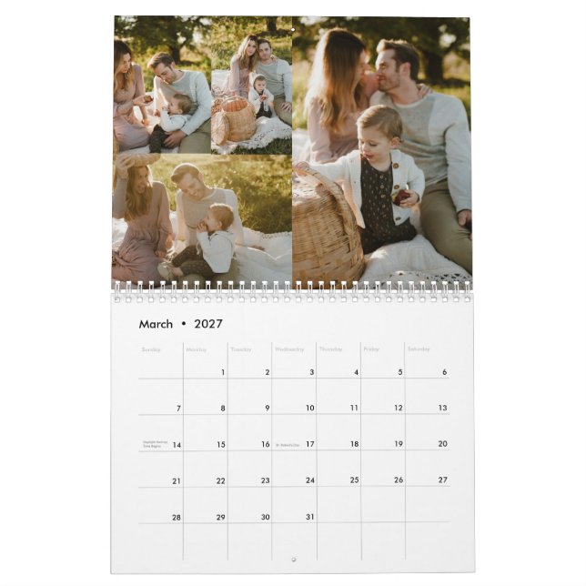 2025 Foto-Kalender für benutzerdefinierte Familien Kalender (Mär 2027)
