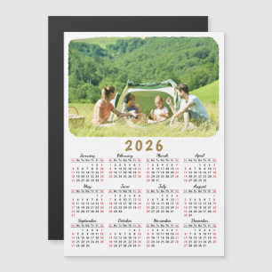 2025 Foto Kalender Magnet Modernes Rotes Schwarz-w