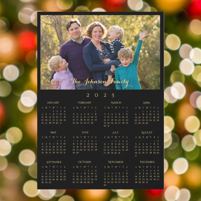 2025 Foto-Kalender-Personalisiert-Karte für Famili Magnetkarte (2025 Family Name Photo Calendar Personalized Card)