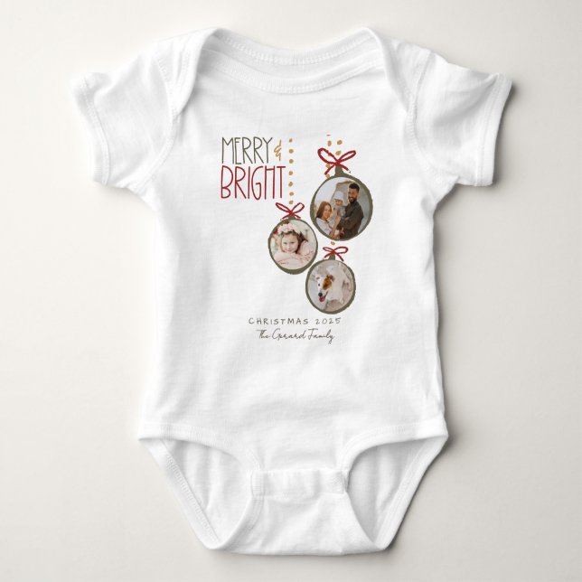 2025 Foto Weihnachtskarte Weihnachtskarte Weihnach Baby Strampler (Vorderseite)