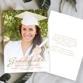 2025 Foto White Gold Script Grad Ankündigung