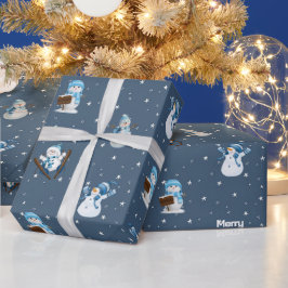 2025 Frohe Weihnachten und Schneemann Geschenkpapier