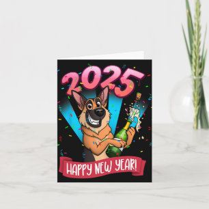 2025 Frohes Neues Jahr Deutsche Schäferhund Editio Karte
