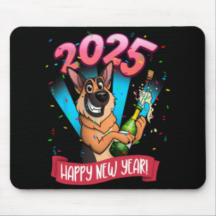 2025 Frohes Neues Jahr Deutsche Schäferhund Editio Mousepad