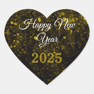 2025 Frohes Neues Jahr ! Glitzer-Funkeln-Party Herz-Aufkleber