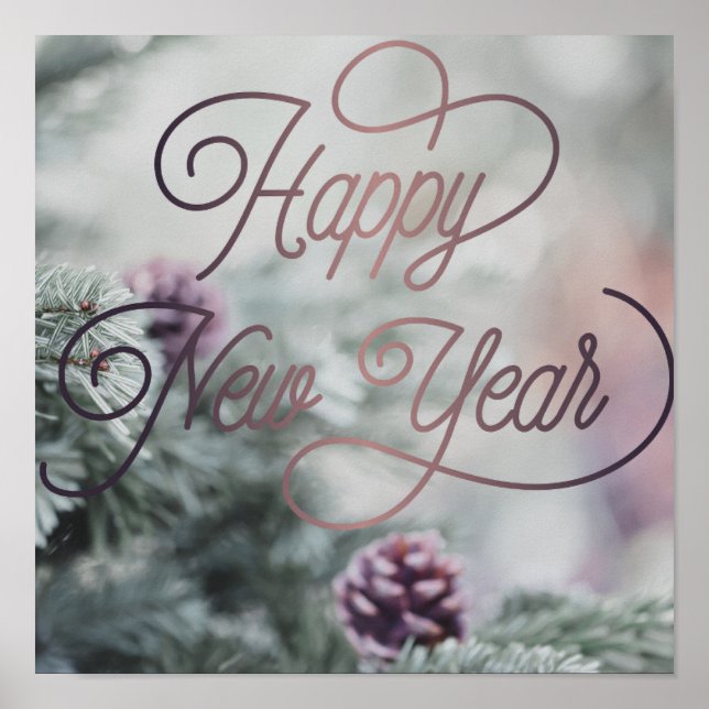 2025 Frohes neues Jahr Pink Custom Business Poster (Vorne)