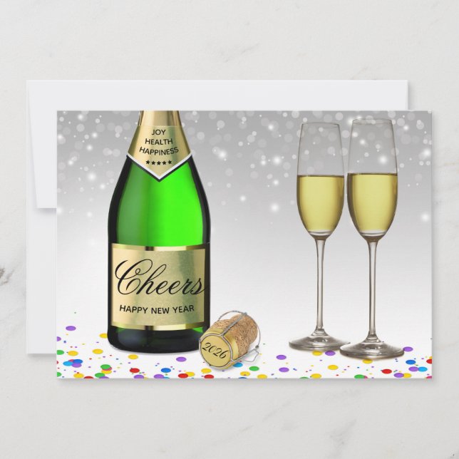 2025 Frohes neues Jahr Weinflasche (Vorderseite)