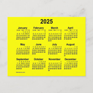 2025 Gelber Mini-Kalender von Janz Postkarte