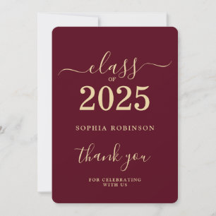 2025 Gold-Burgund-Abschluss Dankeskarte