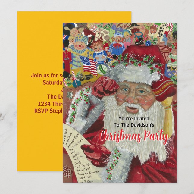 2025 Gold Weihnachts-Party Weihnachten Weihnachten Einladung (Vorne/Hinten)