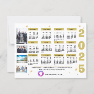 2025 Goldenes Firmenkalender Weihnachten & Neujahr Postkarte